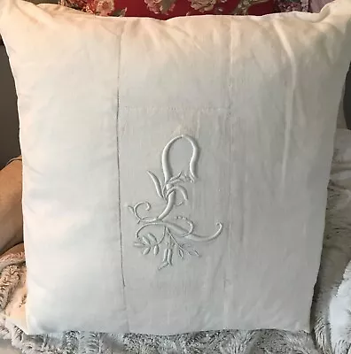 Htf Ralph Lauren Home Villandry Linen Blend Embroidered Throw Pillow ~ Off White • £114.73