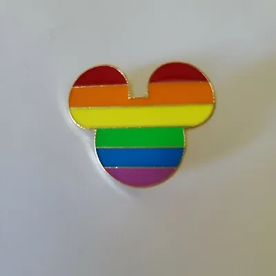 Mickey Ears Gay Pride Rainbow Stripes LGBTQ Disney Trading Pin NEW • $8.95
