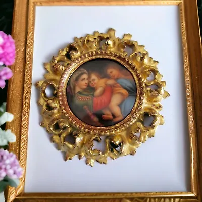 Vintage Madonna Of The Chair Firenze Porcelain Plaque Of Madonna Della Sedia • $450