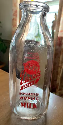 Quart Milk Bottle VASSAR DAIRY Michigan RED ACL Label Good Condition Old Glass • $24.50