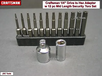 CRAFTSMAN TOOLS 2 Pc Adapter Set W 12 Pc Long Torx Bit Set Security • $14.95