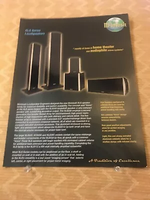 Original Mcintosh-xls Series Loudspeakers - Product Brochure D1052 • $10.99