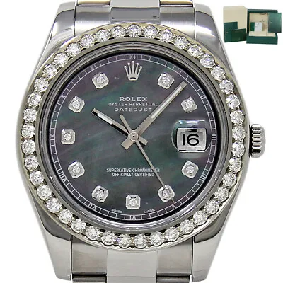 Rolex Datejust II 116300 41mm Diamond Pearl Steel ROLEXWARRANTY CARD2020 #1253-1 • $10995