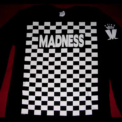 MADNESS - SIZE XL - BLACK TWO 2 TONE  LONG SLEEVE  T SHIRT - MINT Ska Mod KIX79 • £14.99