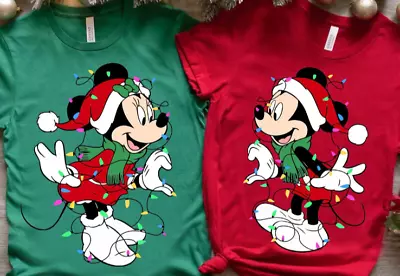 NWOT Mickey Mouse Couple Christmas Lights T-shirt Red XL Adult • $8.50