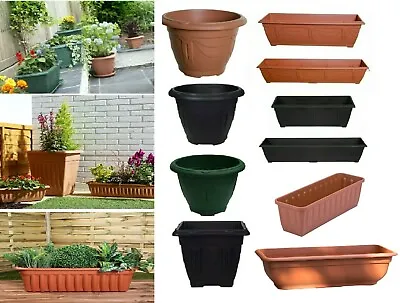 2x Plastic Venetian Plant Basket Pot Planter Round Square Deep Garden Patio Wind • £10.99
