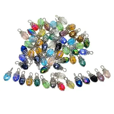 50x Crystal Glass Pendants Jewelry Making Charms For Bracelets • £6.36