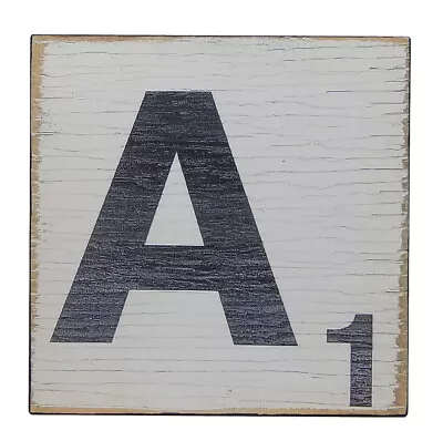 Large Wooden Letter Farmhouse Whitewash Scrabble Tiles Wall Art Decor 5  X 5  • $3.49