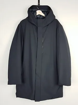 UNIQLO Mens Size XL Navy Hooded Hybrid Down Jacket Coat • $175