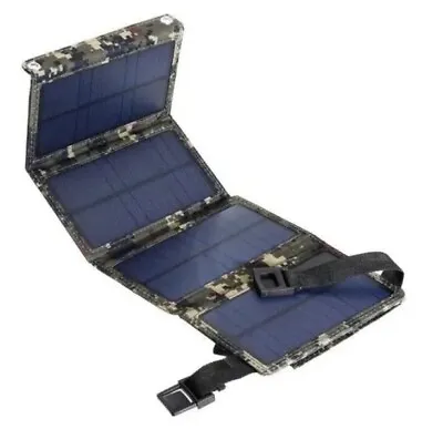 Folding Solar Panel 5V USB Output  10W  5v Camo Fishing Camping Phone Charger • £16.50