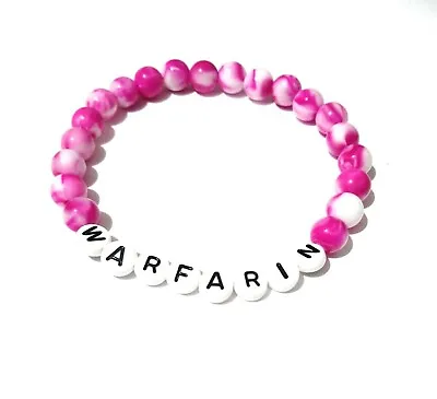 Medical Alert Bracelet Warning Emergency Pink Candy Swirl 8mm Acrylic Beads    • £5.99