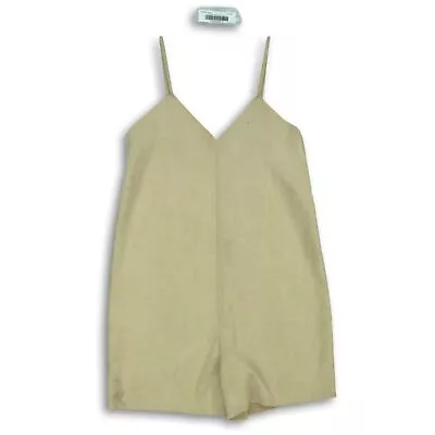 Zara Womens Beige Sleeveless Spaghetti Strap Short One Piece Jumpsuit Size L • $12.34