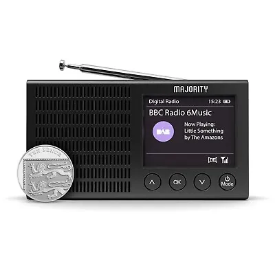 Majority Eddington Bluetooth Radio Rechargeable Portable DAB+/FM Smart Black • £24.99