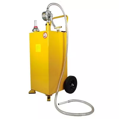 30 Gallon Gas Caddy Fuel Diesel Transfer Tank Rotary Pump Oil Container Hose • $166.83