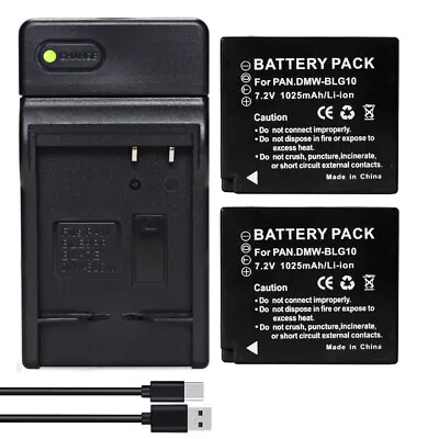 Battery 2Pack +LED Charger For DMW-BLE9E Panasonic Lumix DC-ZS200 DC-TZ90 DC-GX9 • $34.09