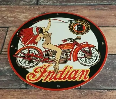 Vintage Indian Motorcycle Porcelain Service Station Gas American Bike Sign • $117