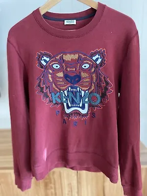 $89 • Buy Kenzo Maroon Tiger Embroidered Cotton Sweater 