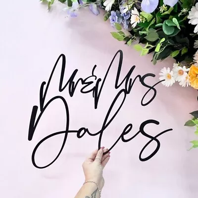 Mr And Mrs Name Wedding Wall Wedding Sign Wood Laser Cut Mdf Craft Calligraphy • £29.99