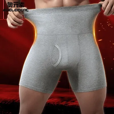 Men's High Waist Underwear Open Fly Front Cotton Long Boxer Shorts Thermal Pants • $9.79