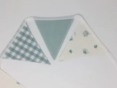Laura Ashley Abbeville/gingham/bacall Duck Egg Blue Handmade Bunting 10 Flags • £19.95
