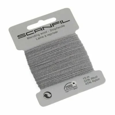 Scanfil Mending Darning Thread Wool - School Grey (15m) 55% Wool • £1.09