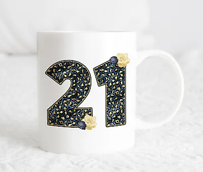£8.99 • Buy Navy Gold Leopard 18th 21st 45th 60th 70th Mug Birthday Gift Christmas Present