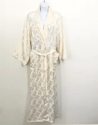 Victoria Secret Petite Small P/S Sleepwear Satin Bath Robe Cream Ivory Long Maxi • $24.99