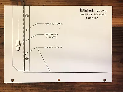 Mcintosh MC240 / MC-240 Amplifier Mounting Template *Original* • $24.97