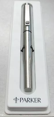 Parker 25 Fountain Pen Stainless Steel M Pt Black Logo With Converter In Box B* • $135.45