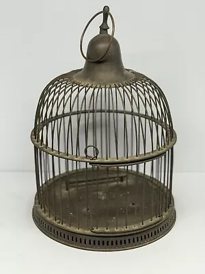 Large Vintage Solid Brass Dome Bird Cage 17 In Tall - Art Deco - Beehive • $59.99