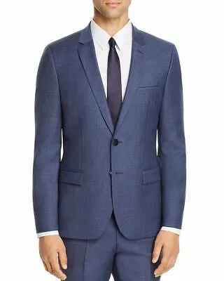 Hugo Boss Arti 193 Sharkskin Wool Extra Slim Fit Suit Jacket In Med Blue-40S • $169.99