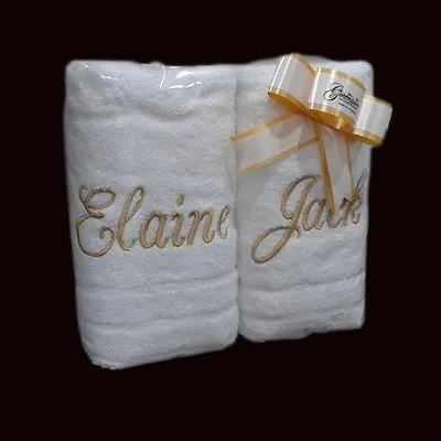 £17.99 • Buy EMBROIDERED PERSONALISED TOWEL SETS  Gift Wraped Sets ANY NAME Egyptian Cotton