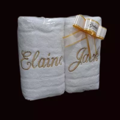 £17.99 • Buy EMBROIDERED PERSONALISED TOWEL SETS  Gift Wraped Sets ANY NAME Egyptian Cotton