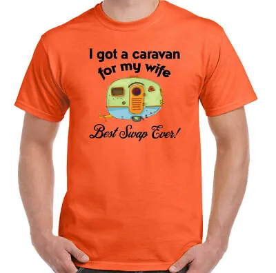 Caravan T-Shirt Mens Funny Caravanning Camping Awning Holiday Toeing For My Wife • £9.94