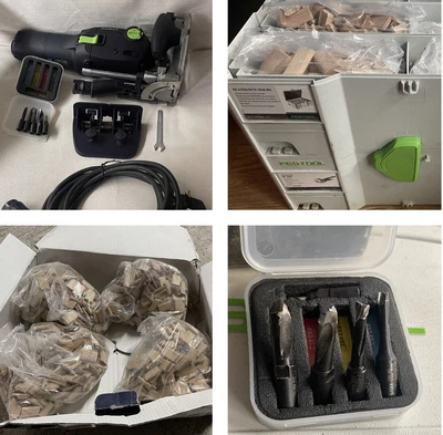 £850 • Buy Festool Domino DF500Q-Plus 240V With Domino Assortment And Many More BOXED, MINT