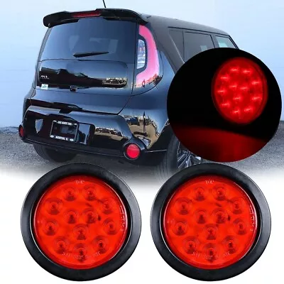 Pair 4 Inch Round LED Tail Light Red Rear Backup Stop Brake Lamp For Kia Soul • $21.99