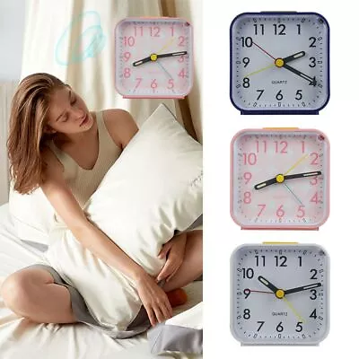 $18.36 • Buy Quartz Alarm Clock With Night Light No Tick Snooze Silent Small Bedside Clocks