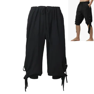Medieval Viking Men Short Breeches Pants Renaissance Pirate LARP Cropped Pants • $21.99