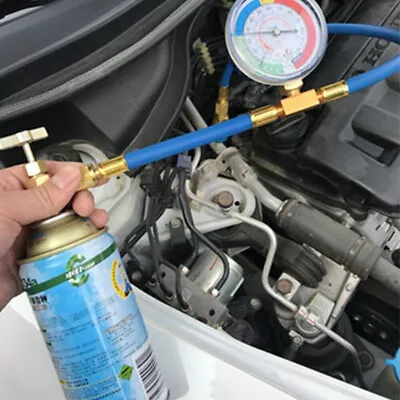 CAR AUTO A/C AIR CONDITION R134a REFRIGERANT REFIL RECHARGE HOSE KIT WITH GAUGE • $33.69