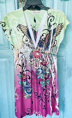 Ladies Multicolored Dress SzM Ed Hardy Inspired Easter Dress Comfortable • $22