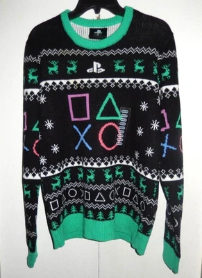 $135 • Buy Playstation Geeknet Men's Med Gamer Symbols Holiday Christmas Sweater-FLAW