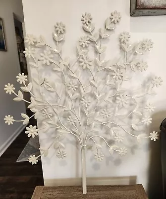 Vintage Beautiful White Painted Metal Wall Art Tree Of Life READ Description  • $30