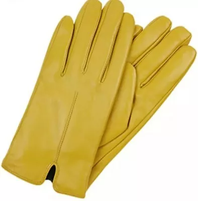 Monsoon Accessorize Basic Leather Gloves Yellow S/M Small / Medium Bnwt Mustard  • £17