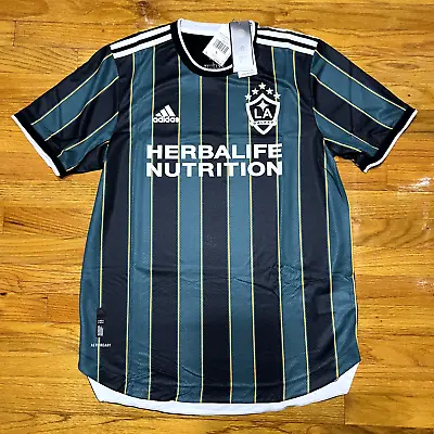 Adidas LA Galaxy 21/22 Away Authentic Soccer Jersey Large Black Tech Green NEW! • $88.97