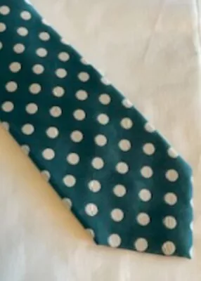 DANIEL CREMIEUX Sevenfold 100% Silk Necktie LIMITED EDITION Teal Polka Dot Italy • $34.99