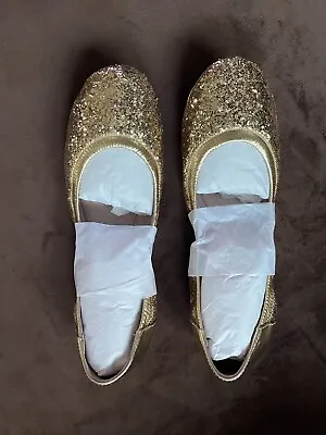 Vince Camuto Ellen Golden/Karat Gold Metallic Glitter Ballet Flat NiB • $48.99