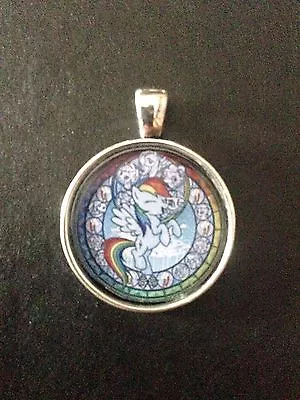 My Little Pony Friendship Is Magic Stained Glass Necklace Keyring Rainbow Dash • £3.49