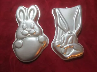 Lot Of Two Vintage Wilton Aluminum Bunny 14'' Cake Molds 1979 & 1992 • $1.79