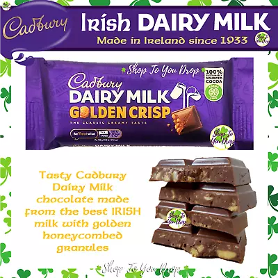 IRISH CADBURY CHOCOLATE DAIRY MILK GOLDEN CRISP BAR 54g Present Gift☘️Cheapest☘️ • £9.95