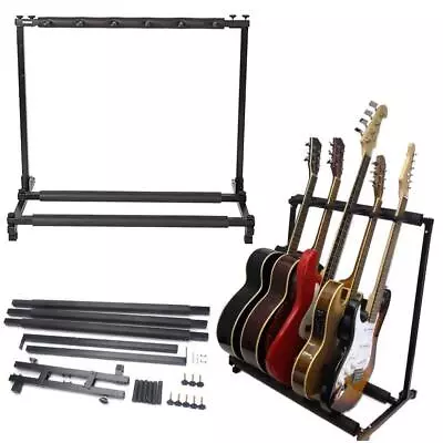 5 Triple Square Folding Multiple Guitar Bass Holder Rack Stand Organizer Rack • $30.85